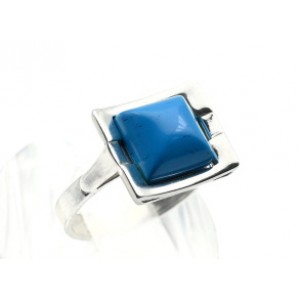 Кольцо С 925 с бирюзой (имитация) прямоугольник 13*10мм , 3,14гр (иск.)