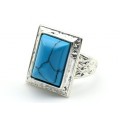 Кольцо С 925 с бирюзой (имитация) прямоугольник 15*20мм , 6,51гр (иск.)