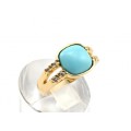 Кольцо позолоченное с бирюзой (имитация) "Шарм",  (иск.)