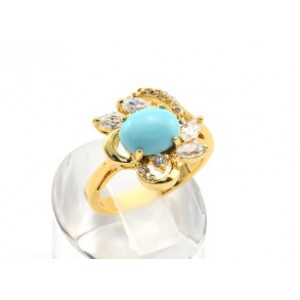 Кольцо женское бирюза (имитация) и стразы,  (иск.)