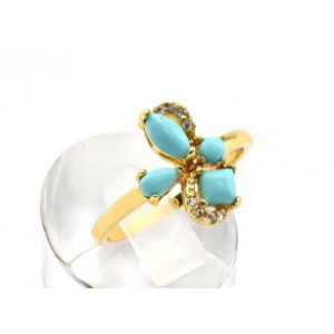 Кольцо женское с бирюзой (имитация) "Мотылек",  (иск.)
