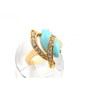 Кольцо позолоченное с бирюзой (имитация) "Грация", (иск.) Кольцо позолоченное с бирюзой (имитация) "Грация", (иск.)