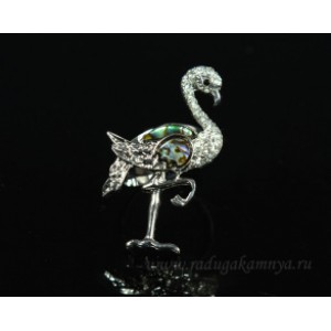 Кольцо с перламутром гелиотис "Фламинго" 25*40мм светлый