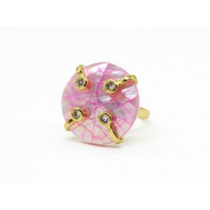 Кольцо с перламутром круг 25мм цвет розовый