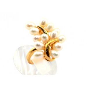 Кольцо женское с жемчугом "Две дуги"