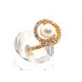 Кольцо женское из жемчуга "Улитка"