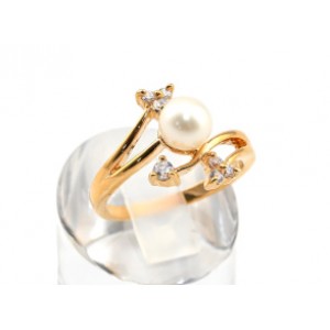 Кольцо с позолотой из жемчуга "Веточка"