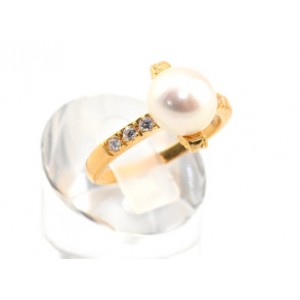 Кольцо с позолотой из жемчуга "Две лапки"