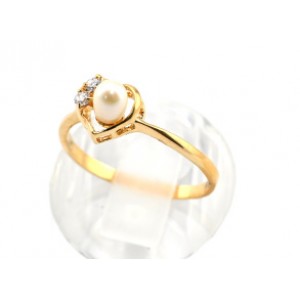 Кольцо с позолотой из жемчуга "Сердечко"