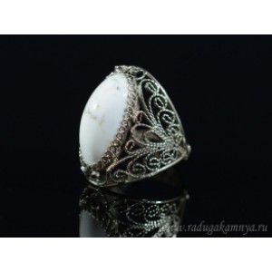 Кольцо кахолонг " Овал " 15*27мм