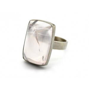 Кольцо розовый кварц " Прямоугольник " 15*23мм