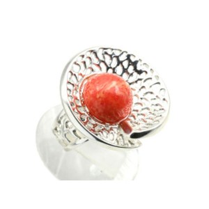 Кольцо С 925 с кораллом (имитация) "улитка" 25мм -17, 6,79гр (иск.)