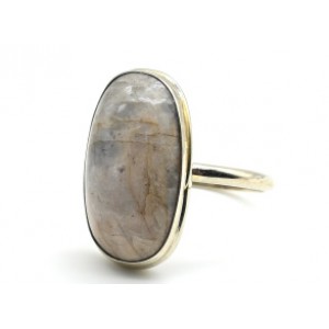 Кольцо солнечный камень " Овал " 14*24мм