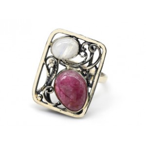 Кольцо турмалин с беломоритом 18*24мм.