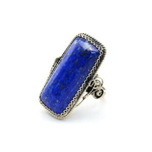 Кольцо лазурит " Прямоугольник " 17*33мм