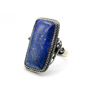 Кольцо лазурит " Прямоугольник " 20*33мм