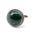 Кольцо малахит круг 17мм