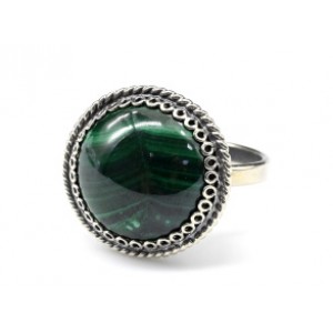 Кольцо малахит круг 17мм