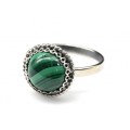 Кольцо малахит " Круг " 13мм