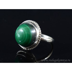 Кольцо малахит 18мм.