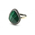 Кольцо малахит "Капля" 13*17мм