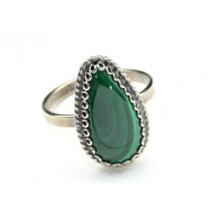 Кольцо малахит "Капля" 11*18мм