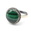 Кольцо малахит круг 14мм