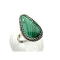 Кольцо малахит "Капля" 14*23мм