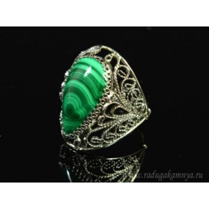 Кольцо малахит 16*27мм