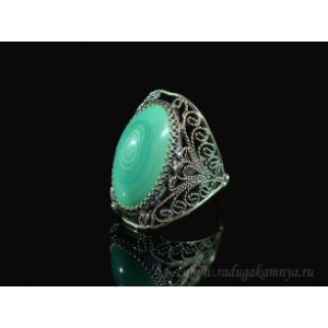 Кольцо малахит казахстанский " Овал " 17*30мм