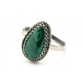 Кольцо малахит "Капля" 12*17мм