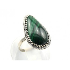 Кольцо малахит " Капля " 15*26мм