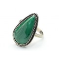 Кольцо малахит "Капля" 15*25мм