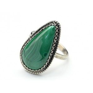 Кольцо малахит "Капля" 15*25мм