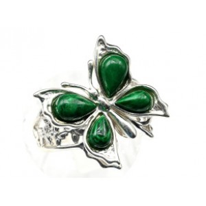 Кольцо С 925 с малахитом искусственным "бабочка" 23*23мм , 6,48гр (иск.)
