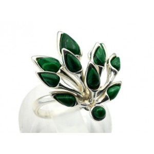 Кольцо С 925 с малахитом искусственным "пламя" 23*26мм , 5,59гр (иск.)