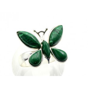 Кольцо С 925 с малахитом искусственным "бабочка" 21*18мм , 4,06гр (иск.)