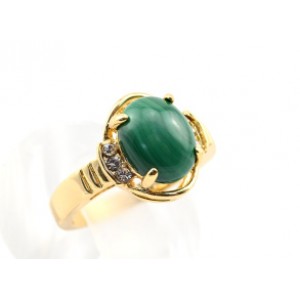Кольцо "Овал" с малахитом и стразами
