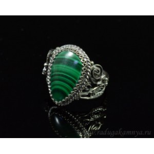Кольцо малахит 15*20мм