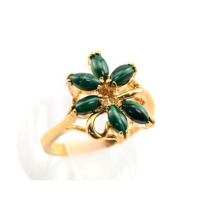 Кольцо с позолотой "Шесть камней" из малахита