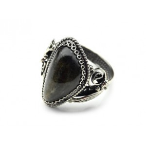 Кольцо золотой обсидиан "Грация" 14*23мм