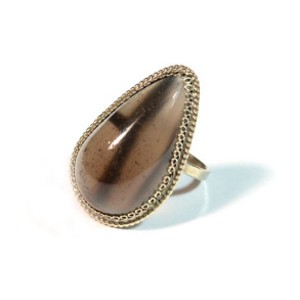 Кольцо обсидиан капля 20*32мм