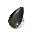 Кольцо обсидиан радужный "Капля" 26*41мм