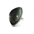 Кольцо обсидиан радужный "Грация" 19*28мм