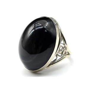 Кольцо обсидиан радужный " Овал " 18*27мм