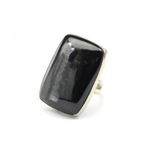Кольцо обсидиан радужный " Прямоугольник " 19*29мм