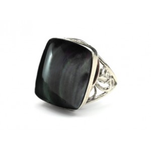 Кольцо обсидиан радужный "Прямоугольник" 16*19мм Кольцо обсидиан радужный "Прямоугольник" 16*19мм