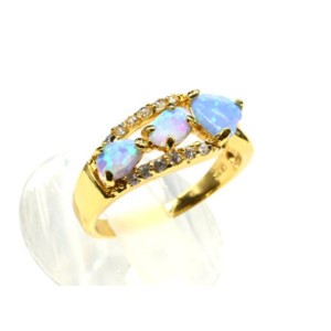 Кольцо позолоченное "Венеция" с австралийским опалом  (иск.)