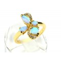 Кольцо позолоченное "Мотылек" с австралийским опалом  (иск.)