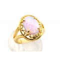 Кольцо позолоченное "Греческое" с японским опалом,  (иск.)